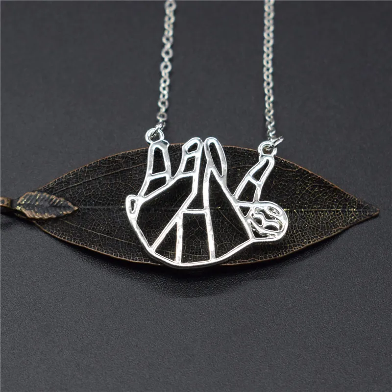 Us 209 59 Offelfin Origami Sloth Necklaces Gold Color Silver Color Sloth Jewellery Geometric Jewellery Sloth Pendant Necklace Women Men In Pendant