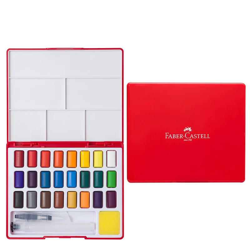 Billige Faber Castell 24 36 48 Farben Wasser Feste Farbe Malen Set Mit Pinsel Tragbare Aquarell Pigment für Malerei Kunst Liefert