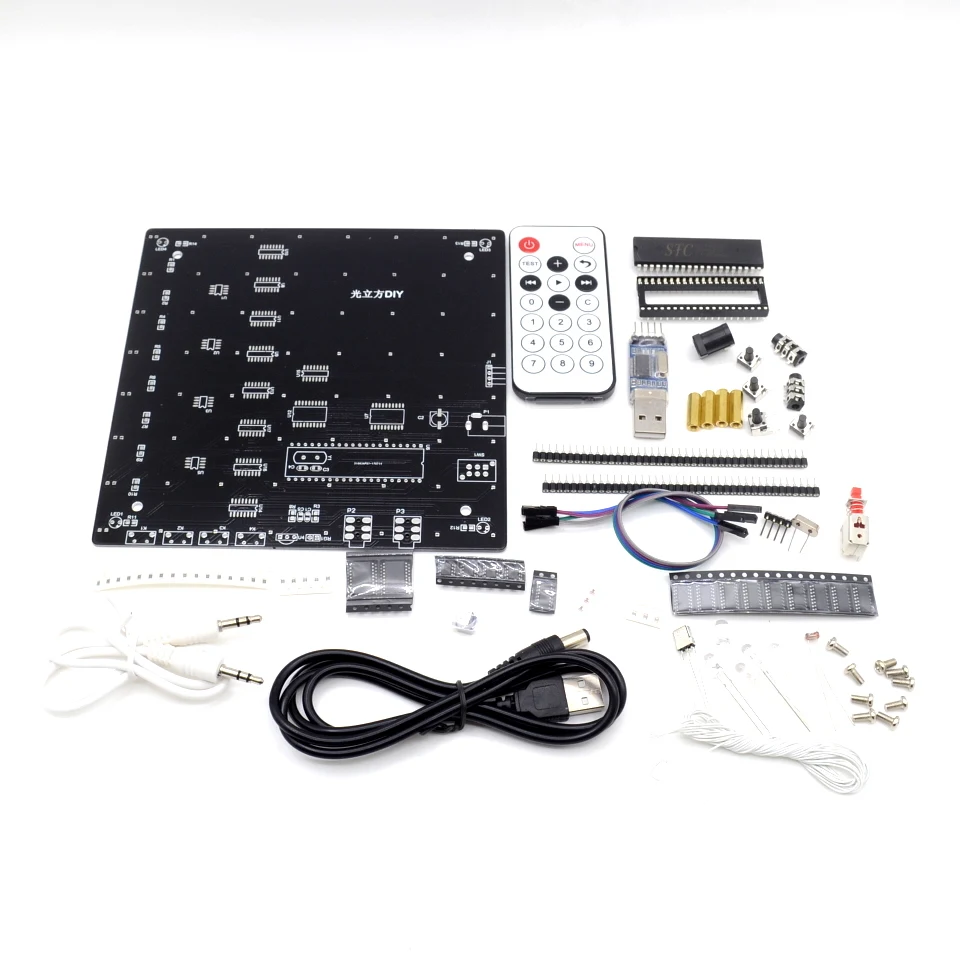 Fonte de Alimentação Lightquared Faça Você Mesmo Kit Branco Azul ou Verde Vermelho Ray 5mm Cubo Eletrônico Suíte 5 v 8x8x8 3d Led - Imagem 5