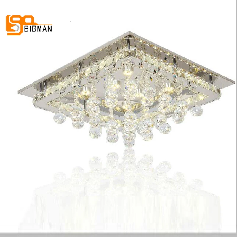 

new square design LED ceiling light modern crystal lamp for home decorative lustres de cristal lighting