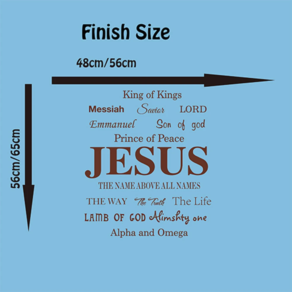 Jesus Name God Messiah Words Wall Sticker Bedroom Living Room Jesus Lord Religion Lettering Wall Decal Kitchen Vinyl Decor