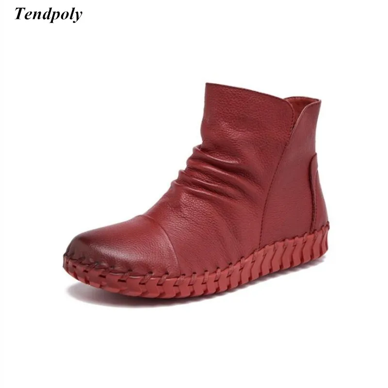 

2018 new seasons a first layer of leather soft bottom soft mother shoes size (35-41) all-match casual Women's boots woven bottom