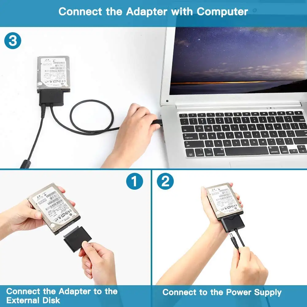 2," 3,5" Тип C USB 3,1 Gen1 для SATA III 6 ГБ/сек. жесткий диск SSD конвертер адаптер кабель Поддержка UASP с 12 В 2A адаптер питания