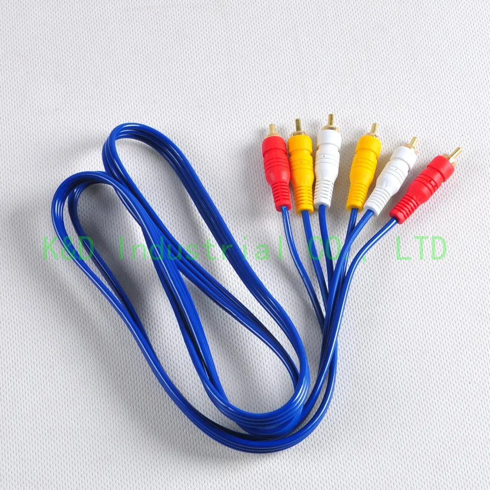 

1pc Blue Crude 3 RCA Male to 3 RCA Male 1.5m Adapter Cord Jack Stereo Cable Audio Video AV Cord
