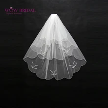 Wowbridal изящная свадебная вуаль для подружки невесты простые двухслойные украшенные бисером края органза свадебные аксессуары