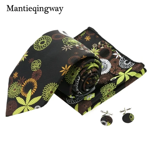 Mantieqingway мужской галстук набор полиэфирный галстук носовые платки запонки для свадебных костюмов карманное квадратное полотенце для сундуков Запонки Набор - Цвет: 104