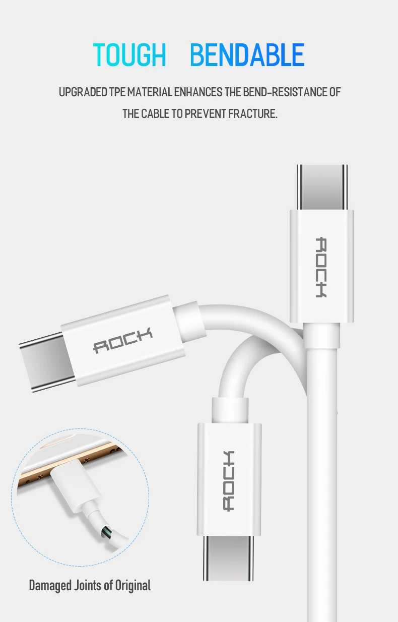 ROCK PD 3A usb type C USB-C кабель для samsung huawei OnePlus 6t 6 5 для iPad Pro для Macbook 60 Вт QC 4,0 type C кабель