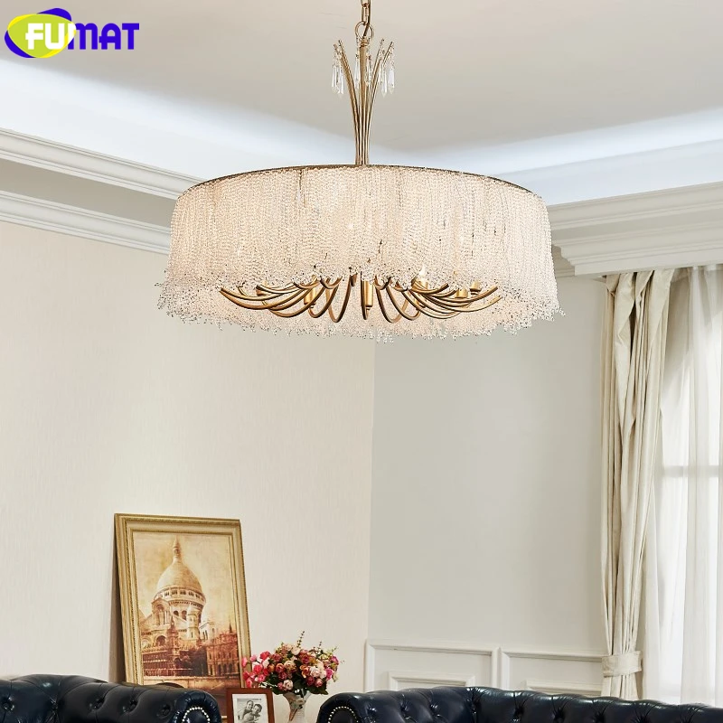FUMAT RH Crystal Pearl Crown Cap Pendant Lamp American European French Style LED E14 Luxury For Living Dinning Bed Room 4