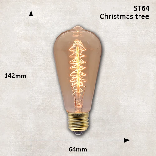 Винтаж Эдисон лампы E27 220V ретро лампы накаливания мощностью 40 Вт светильник Лампада ампулы Светодиодная лампа накаливания Эдисона спиральные метчики для станка ST64 светильник лампочка - Цвет: ST64 Christmas Tree