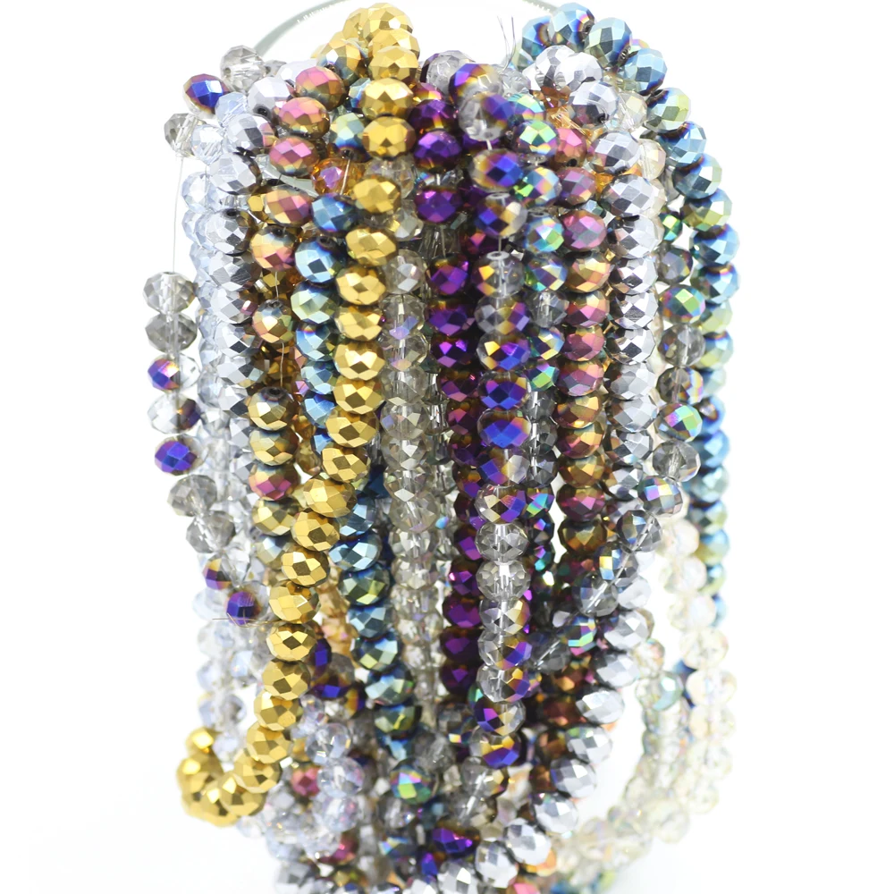 Lots Czech Crystal Glass Round Rondelle Loose Spacer Beads Charms Jewelry Making