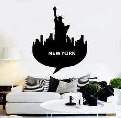 Виниловая наклейка на стену Нью-Йорк США Город Статуя Свободы наклейки