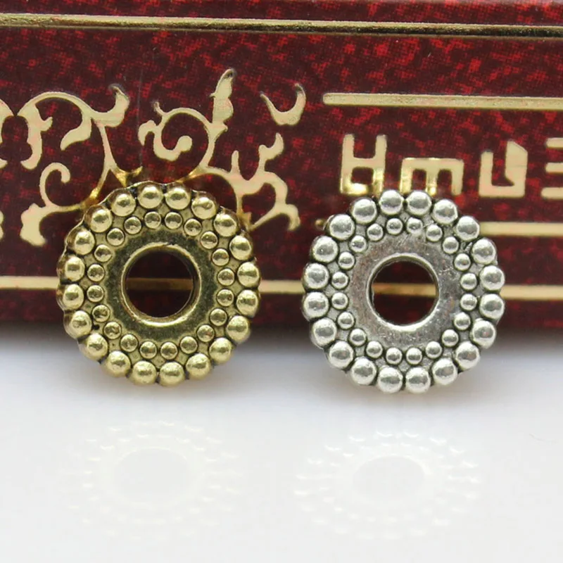 

50pcs/lot Tibetan Gold Silver Color 8mm Metal Spacer Beads Connectors Charms End Beads Caps For DIY Jewelry Making Findings