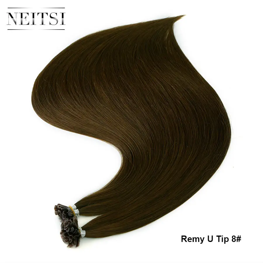 Neitsi Double Drawn Straight Remy Human Fusion Hair Nail U Tip Pre Bonded Capsules Hair Extensions 16" 20" 24" 28" 25/150/200pcs - Цвет: #8