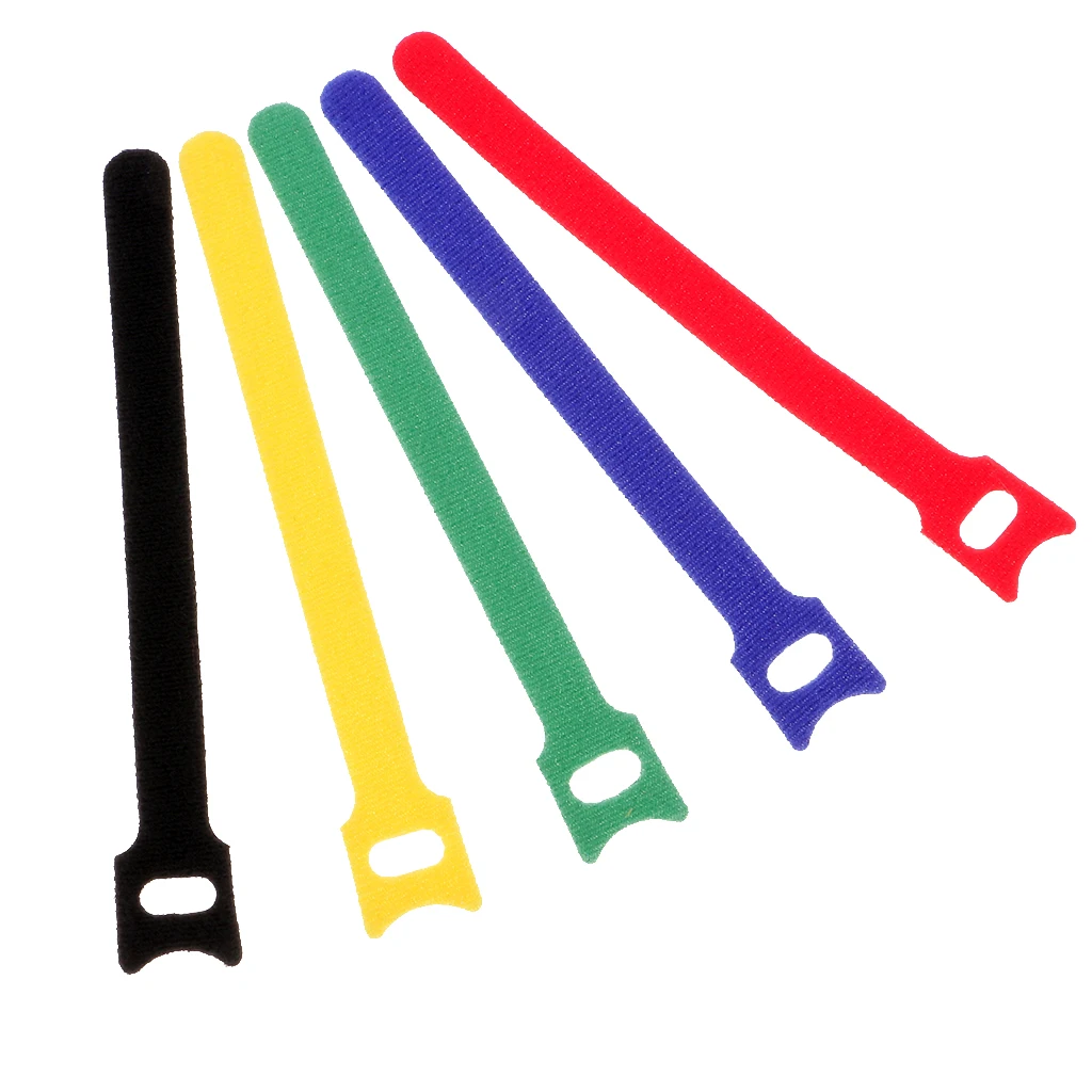 50Pcs Wholesale Durable Reusable Nylon Colorful Strap Hook&Loop Cable Cord Ties Tidy Organizers with Hole Cables Sticky Straps