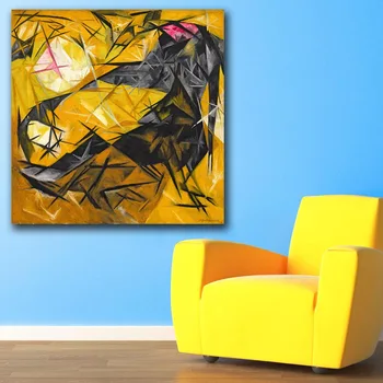 

Cats (rayist percep in rose, black, and yellow) Oil Painting Wall Art Picture Paiting Canvas Prints Home Decor Wall Art Picture