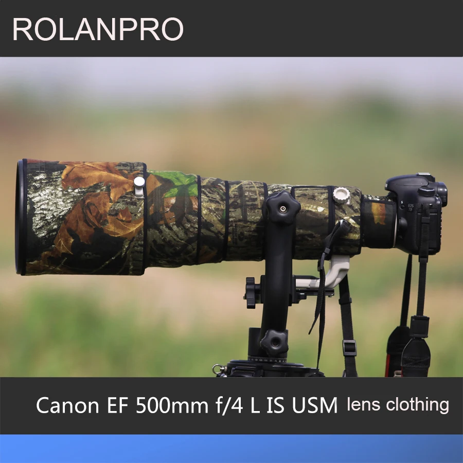  ROLANPRO Lens Camouflage Rain Cover for Canon EF 500mm F/4 L IS USM Lens Protective Sleeve Case Gun