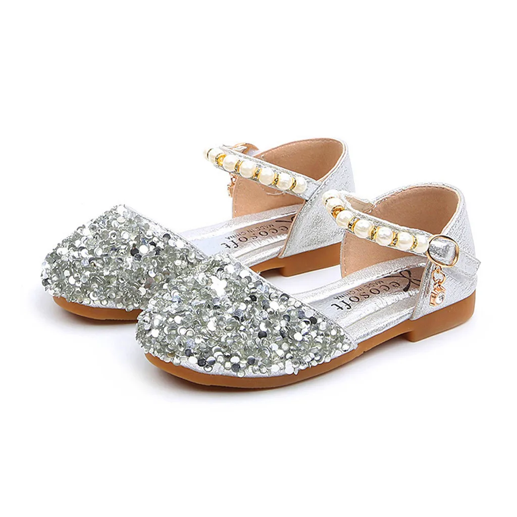 

Baby Girl Sandals Kids Pearl Bling Sequins Single Princess Shoes Infant Party Shoes Flats Bowknot Elegant сандали