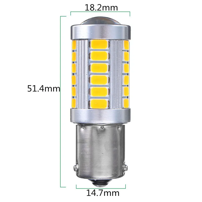 1156 BAU15S PY21W светодиодный лампы 33 5730 SMD Боковой габаритный фонарь заднего хода светильник купол тормозной фонарь желтого цвета для DC 12V