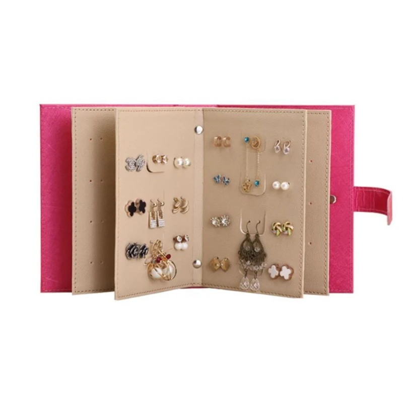 

Stud Earrings Collection Book Women PU Leather Earring Storage Box Creative Jewelry Display Holder Jewellery Organizer