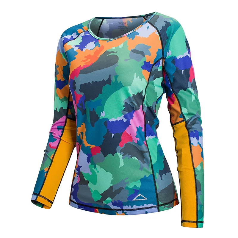 Новая Осенняя Женская камуфляжная быстросохнущая футболка с длинными рукавами, сохраняющая тепло, для отдыха на открытом воздухе, 2 цвета