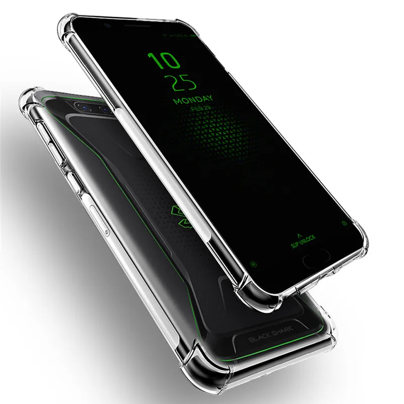 

For Xiaomi Black Shark Case Anti-knock Transparent Case Soft TPU Clear Shockproof Black Cover For Xiaomi Black Shark 2 Capa Caus