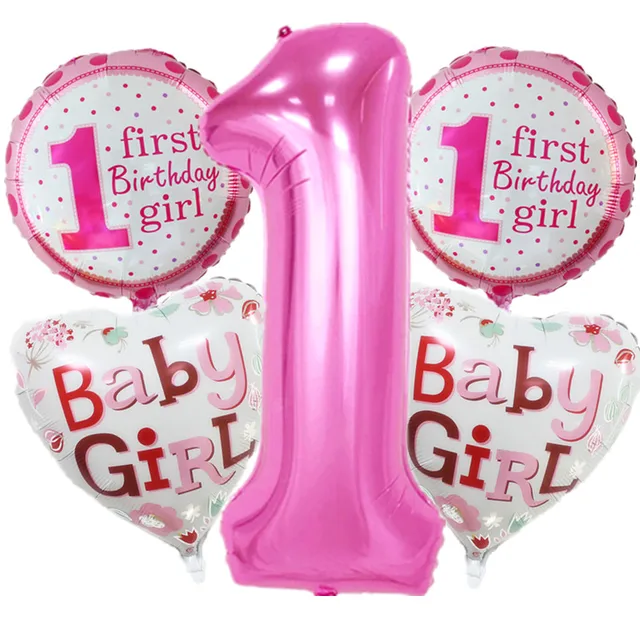 5pcs 1st birthday balloons baby shower foil balloons blue pink 1 images of birthday balloons