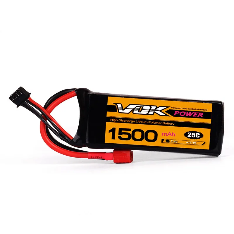 Мини портативный аккумулятор VOK 2S Lipo 7,4 V 25C 1500mAh Т-образный разъем разряда для радиоуправляемого гоночного квадрокоптера дрона TSLM2