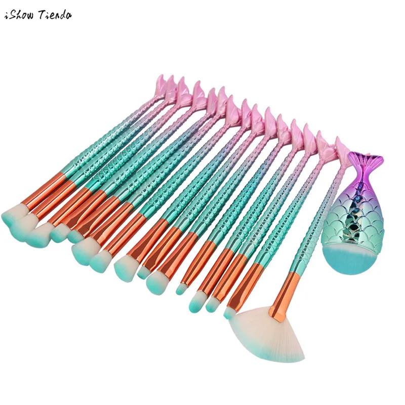 

New Beauty makeup brushes Fish Scale profesional Foundation Eyeshadow Contour Lip Cosmetic Make up Brushes Set pincel maquiagem