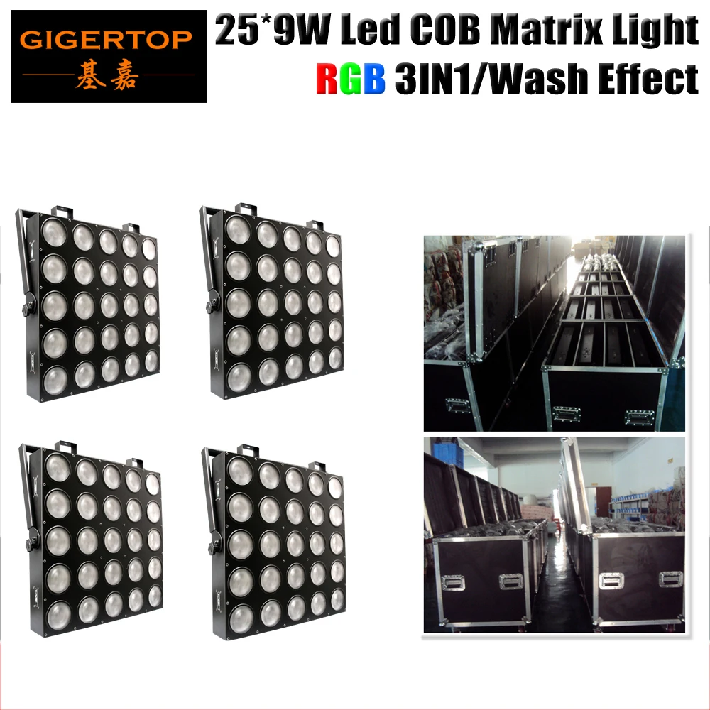 4IN1 Flightcase Pack RGB 3IN1 Led Matrix Audience Light LCD Display Mounting Handle Support Assemble One by One Warm White 5x5