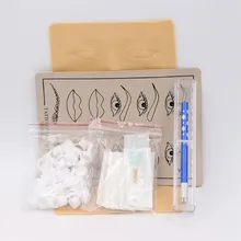 Перманентный макияж тату, набор для бровей, губ, ручка-держатель игл кожа для обучения татуировкам чернила кольцевые чашки набор иголок для начинающих