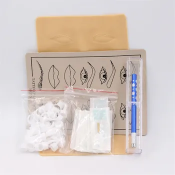 

Permanent Makeup Tattoo Kit Eyebrow Lips Manual Pen Tattoo Practice Skin Ink Ring Cups Needles Set For Beginners