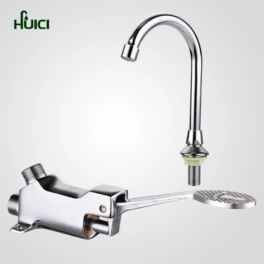 HUICI Brass Bathroom Medical Laboratory Basin Faucet Tap Copper Foot