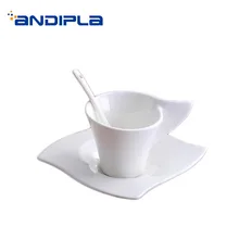60-180 мл креативная эспрессо Кофейная чашка с блюдцем набор чисто белая керамическая фарфоровая ручка чашки для завтрака молочные кружки Посуда