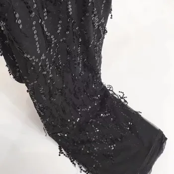 

Melody Organza French Laces Fabric 3D Sequins Flower embroidery High Quality Tulle net Lace Soft tissue For Women Black Dress