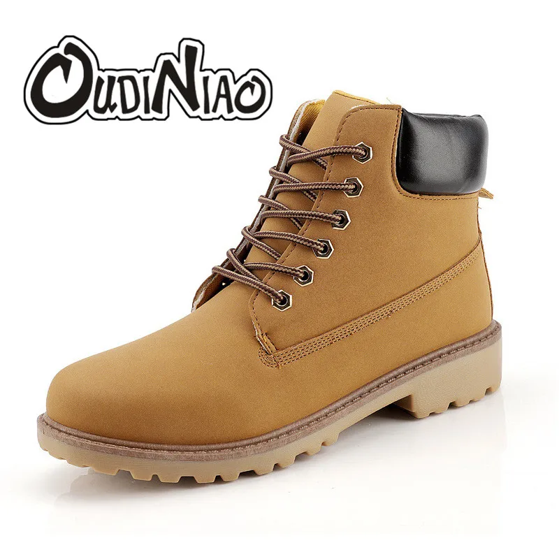 

OUDINIAO Men Boots Fashion Ankle Boots Motorcycle Working Thick Sole Boots Outdoor Casual Camouflage Boots Vintage Autumn Shoes