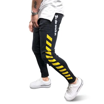 

Autumn Winter Fashion 2019 Men hole Embroidery Denim Jeans Gray Hip-hop Slim Men Jeans Men's Tight-Fitting Denim Jeans Homme