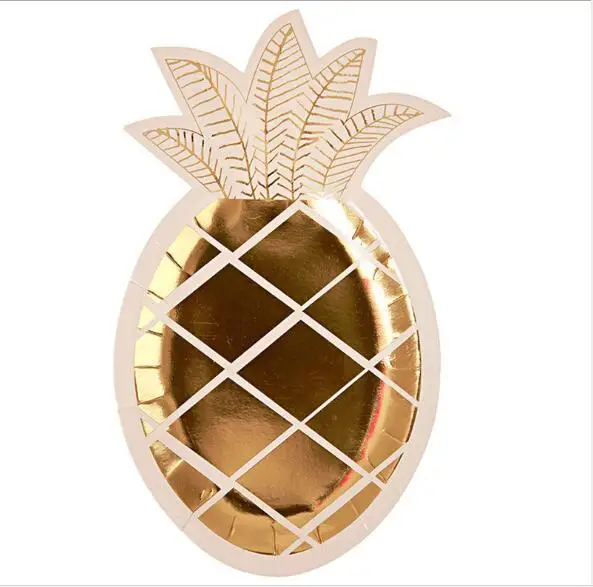 

24pcs Gold Pineapple Disposable Plate Party Plates Paper Plate Ramadan Wedding birthday party decorations kids party supplies