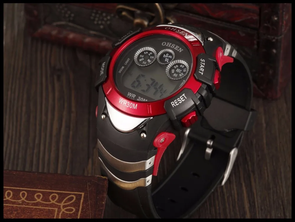New Fashion Ohsen 0815 Quartz Kids Watches Boys Girl Xmas Gift Alarm Clock Sport Digital Watch LED Colorful Backlight Relojes (24)