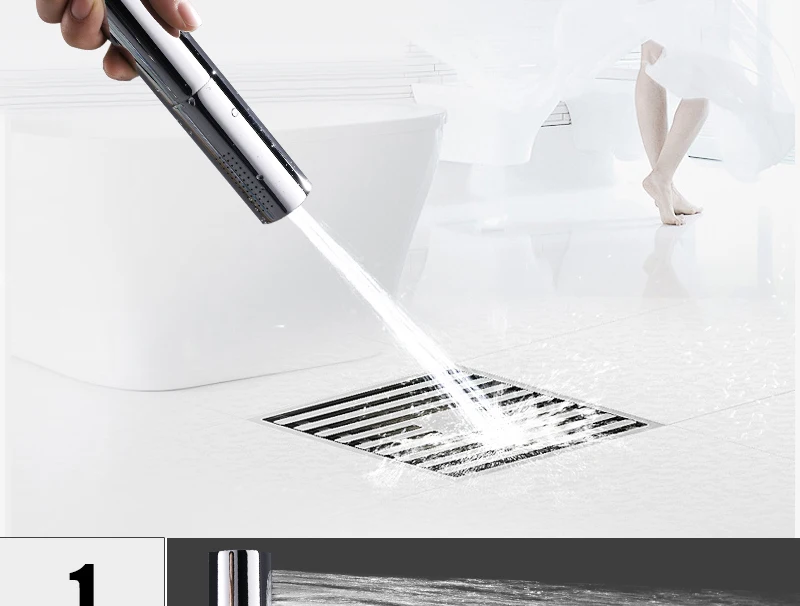Switch with Hand Shower Nozzle Brass Pressure Rain & Pulse Spray Gun Round Detachable Washable Shower Head Without Drilling (3)