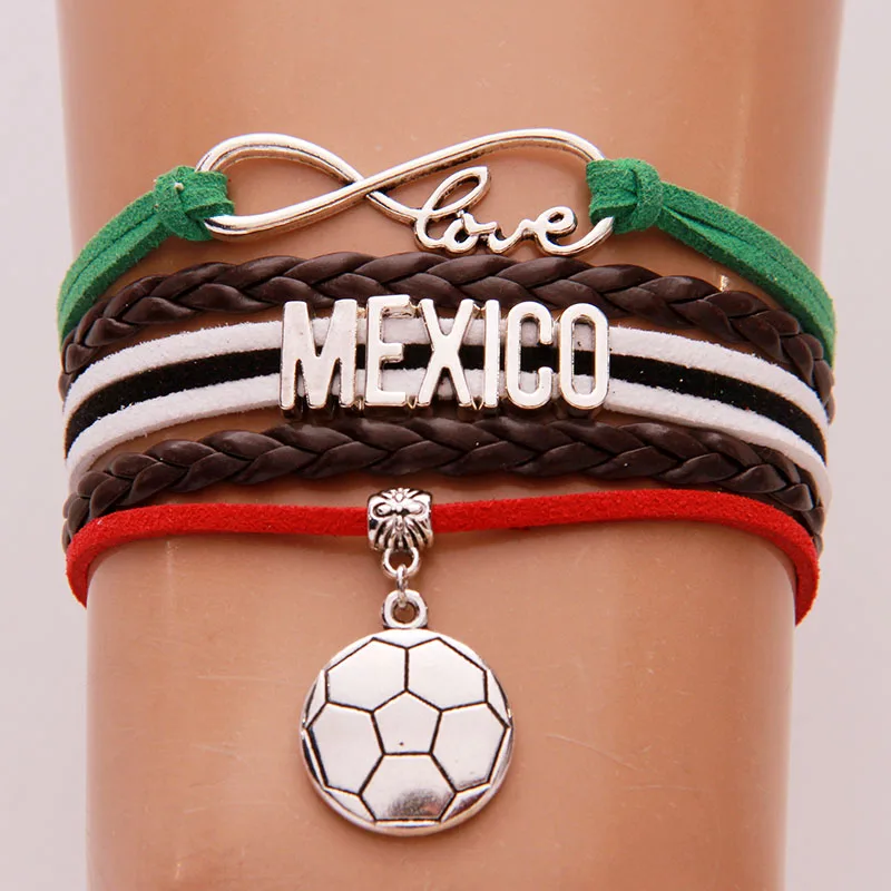 

Multilayer Infinity Charm Bracelet Bangle Panama Mexico Columbia England Ireland Ball Heart Love Handmade Braided Bracelets