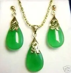 AAA ювелирные изделия зеленая жадеитовая подвеска ожерелье серьги набор> женские украшения