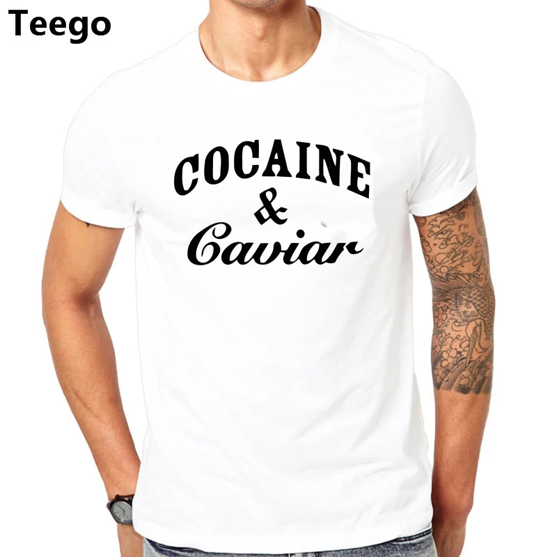 

COCAIN AND CAVIAR Black men t shirt Summer tops Casual tees Fashion cotton t-shirt plus size polera hombre camisetas hombre