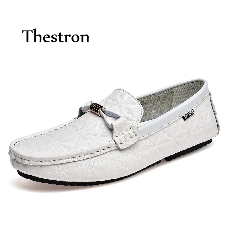 

Thestron Men Loafers Leather Shoes Large Size 45 46 Mens Shoes Casual Slip-On Shoes Male White Black Brand Designer Footwear New