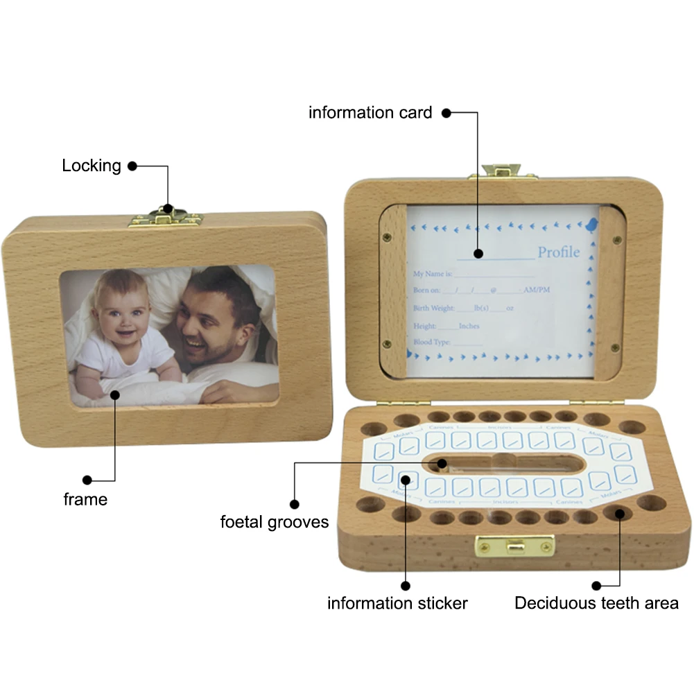 Новорожденный простой стиль деревянная детская фоторамка коробка для сохранения лиственных зубов детская коллекция зубов коробка на память