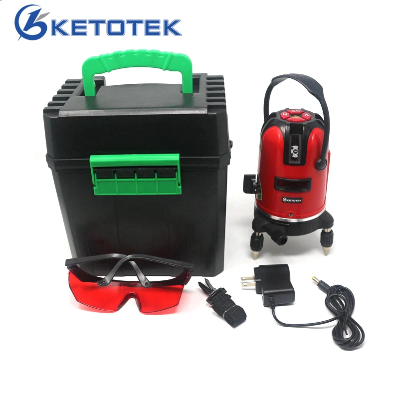 5 Red Lines Laser Level Self-leveling Horizon Vertical Cross Line 360 Degree Rotary 6 Poins 532nm Outdoor Tripod Auto