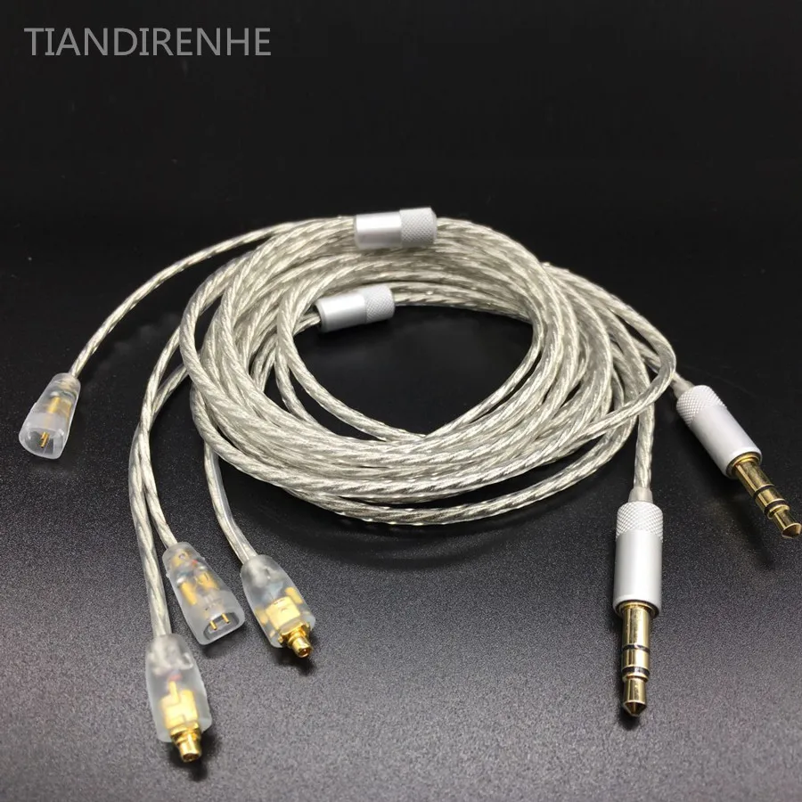 Tiandirenhe For Shure SE215 SE535 MMCX interface Earphones headphone upgrade cable for Sennheets ie80 silver plated DIY headset image_0