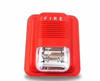 Fire Alarm Siren Red Sound and White Flash Light for Fire Safety Systems