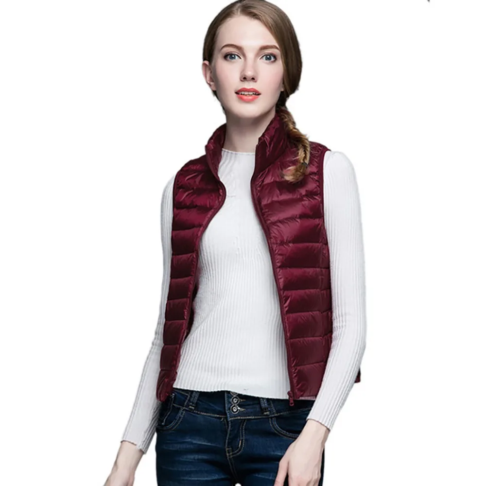 

Winter Vest Women Waistcoat 90% White Duck Down Vest Ultra Light Down Vests Sleeveless Jackets Female Women Coats veste femme