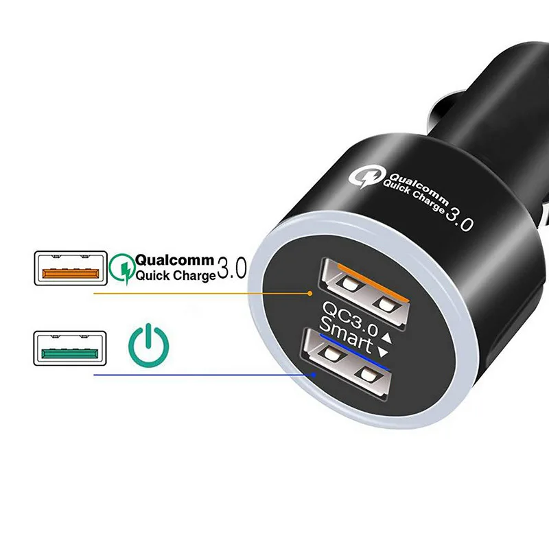Быстрая зарядка портативное автомобильное USB зарядное устройство аксессуары для смартфона автомобильное зарядное устройство, двойной зарядное устройство USB