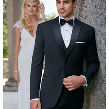 Свадебные смокинги для женихов одежда жениха 3 предмета костюм черный ужин мужские свадебные костюмы